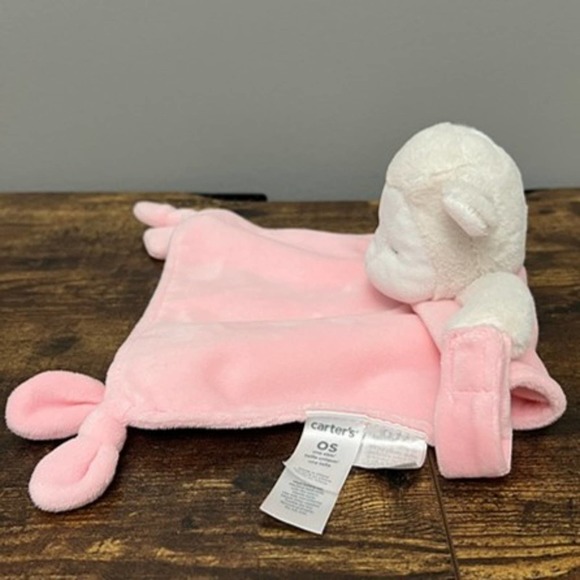 Carters Pink Lamb Rattle Blanket with Pacifier‎ Holder Lovey - Picture 3 of 8